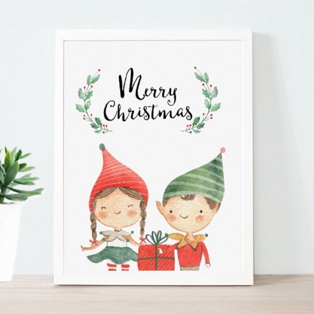 Christmas Elves Print 